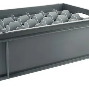 Null Spülkorb Für Geschirr Und Gläser, LxB 500 X 500 Mm, Grau, Lichtes Fachmaß 62 X 62 Mm, 49 Fächer 13